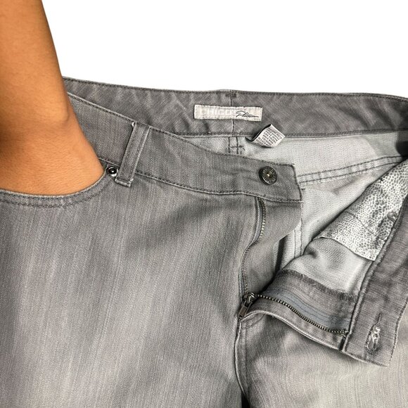 Vtg Chicos Platinum 2 Jeans Gray Straight Leg High Rise Minimalist Normcore L - Picture 7 of 12